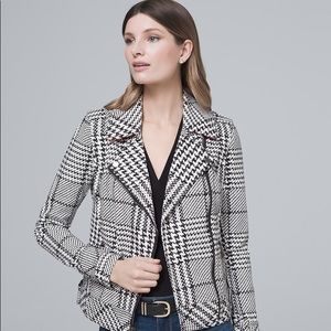 WHBM Houndstooth plaid moto jacket **NWT**